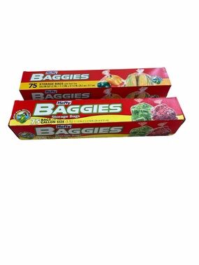 Hefty Baggies Gallon Storage Bags 75 Count Twist Ties Lot of 2 Boxes Made USA